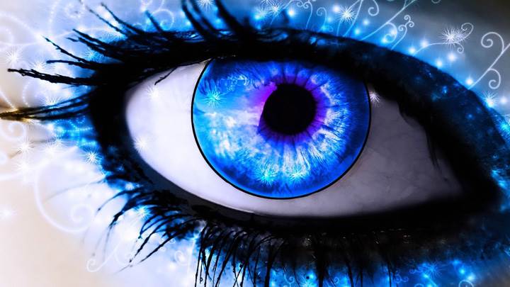 Artistic Shining Blue Eyes Closeup